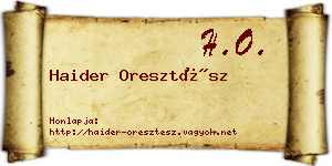 Haider Oresztész névjegykártya